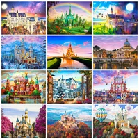 5d full squareround diamond painting castle diamond embroidery cross stitch scenery rhinestone pictures home decoration