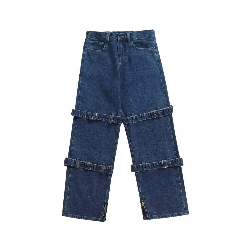 

Men's Jeans New Spring Chic Straight Jean Pants Men Loose Casual Pants Homme Wide Leg Jeans Denim Trousers Black/Blue S-5XL