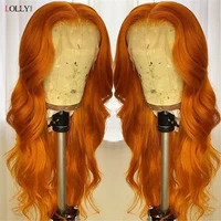ginger orange body wave wig brazilian t part lace front human hair wigs for black women deep middle part lace wig pre plucked