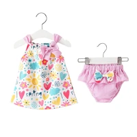 baby girl clothes for summer newborn kids cartoon printed t shirt dress tops and ruffles stried bow shorts 2 pcs clothing set