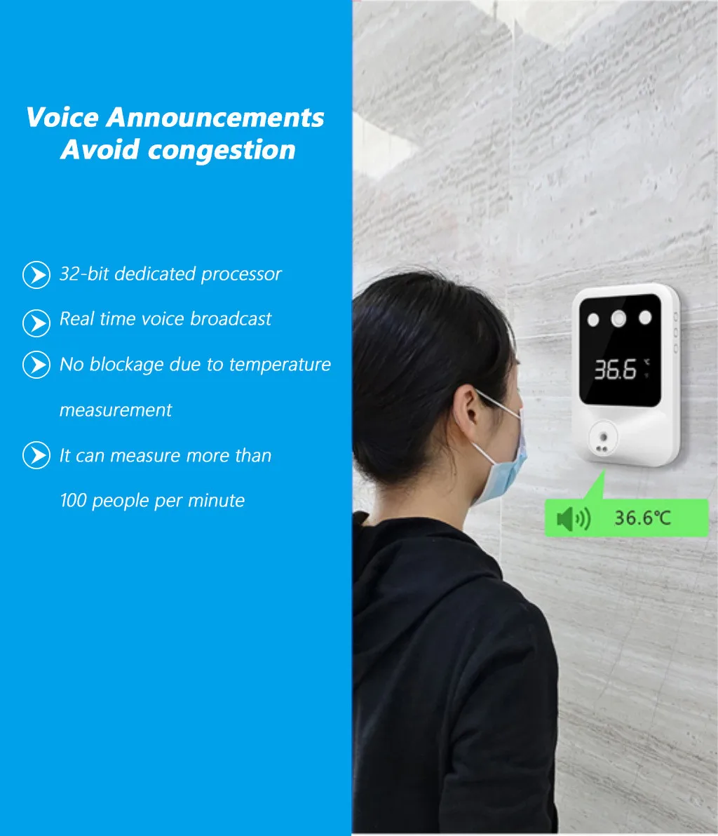 Настенный термометр для лба Бесконтактный инфракрасный цифровой Senor