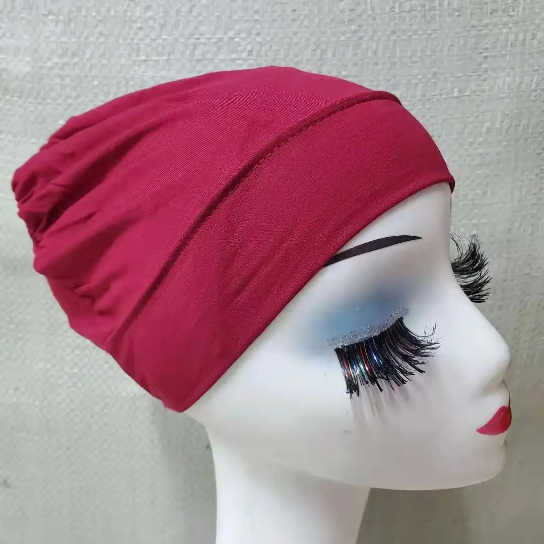 

2020 cotton inner Hijab Caps Muslim stretch Turban cap Islamic Underscarf Bonnet hat female head scarf cap wraps turbante mujer