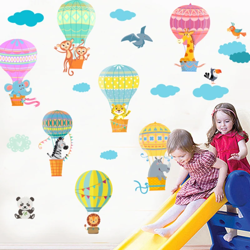

Cartoon hot air balloon monkey animal decorative wall sticker self-adhesive removable decorative painting