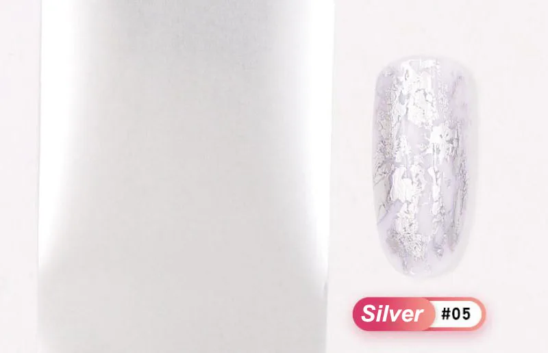 Silver Голографическая цветочная фольга для перевода рисунков на ногти лазерные наклейки для дизайна ногтей наклейки обертывание звездная переливающаяся переводная фольга DIY украшения для ногтей - Цвет: Silver