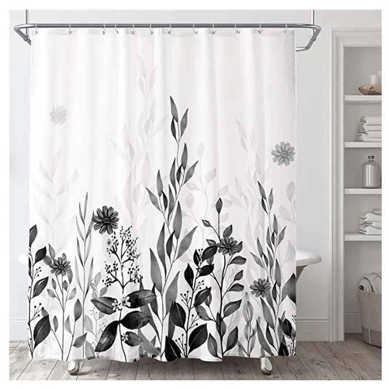 

Fabric Shower Curtain Flower Painting Bathroom Shower Curtain Machine Washable Waterproof Heavy Weighted Bath Curtains