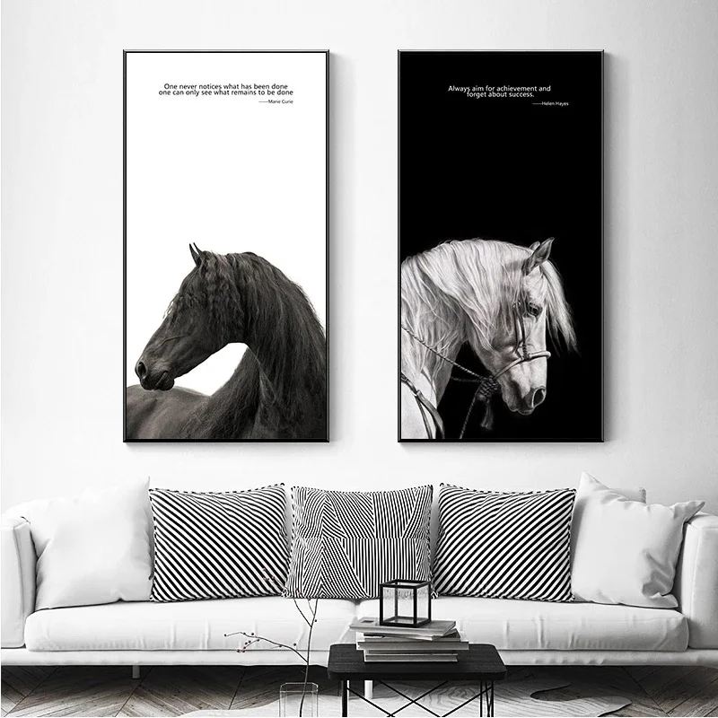 

Nordic Poster Horse Black and white posters and prints Letters Paintings on the wall For Living Room Minimalist Decoration