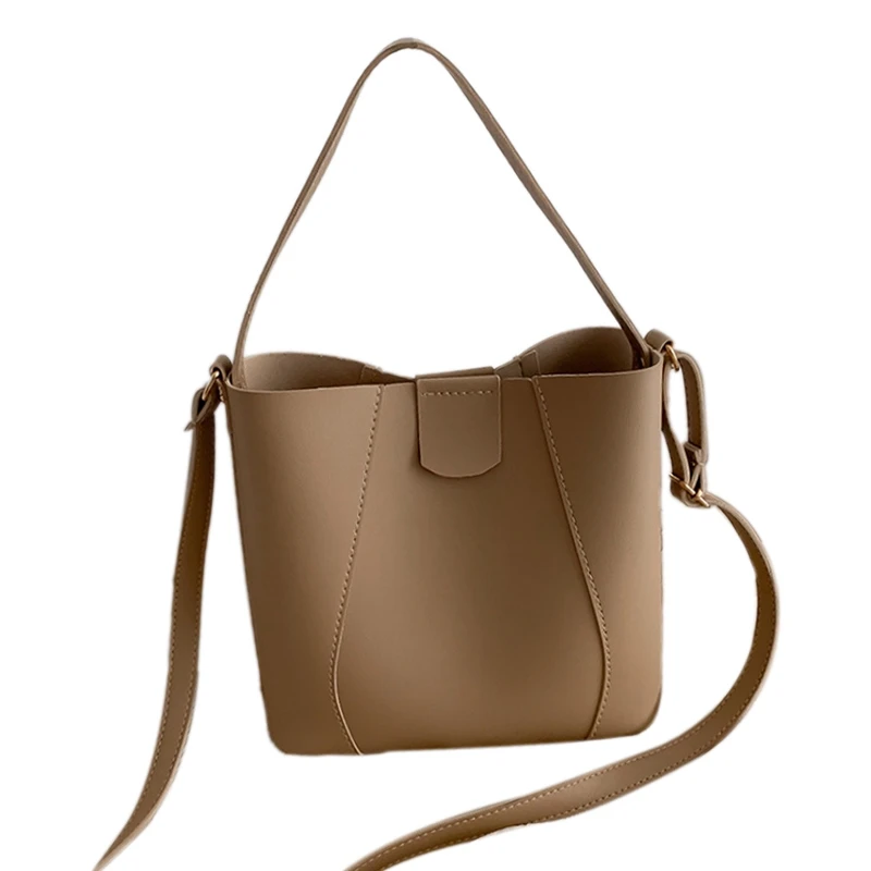 

Large Capacity Women's Shoulder Bag Fashion Simple PU Leather Bucket Bag Luxury Messenger Bag Leisure Bag