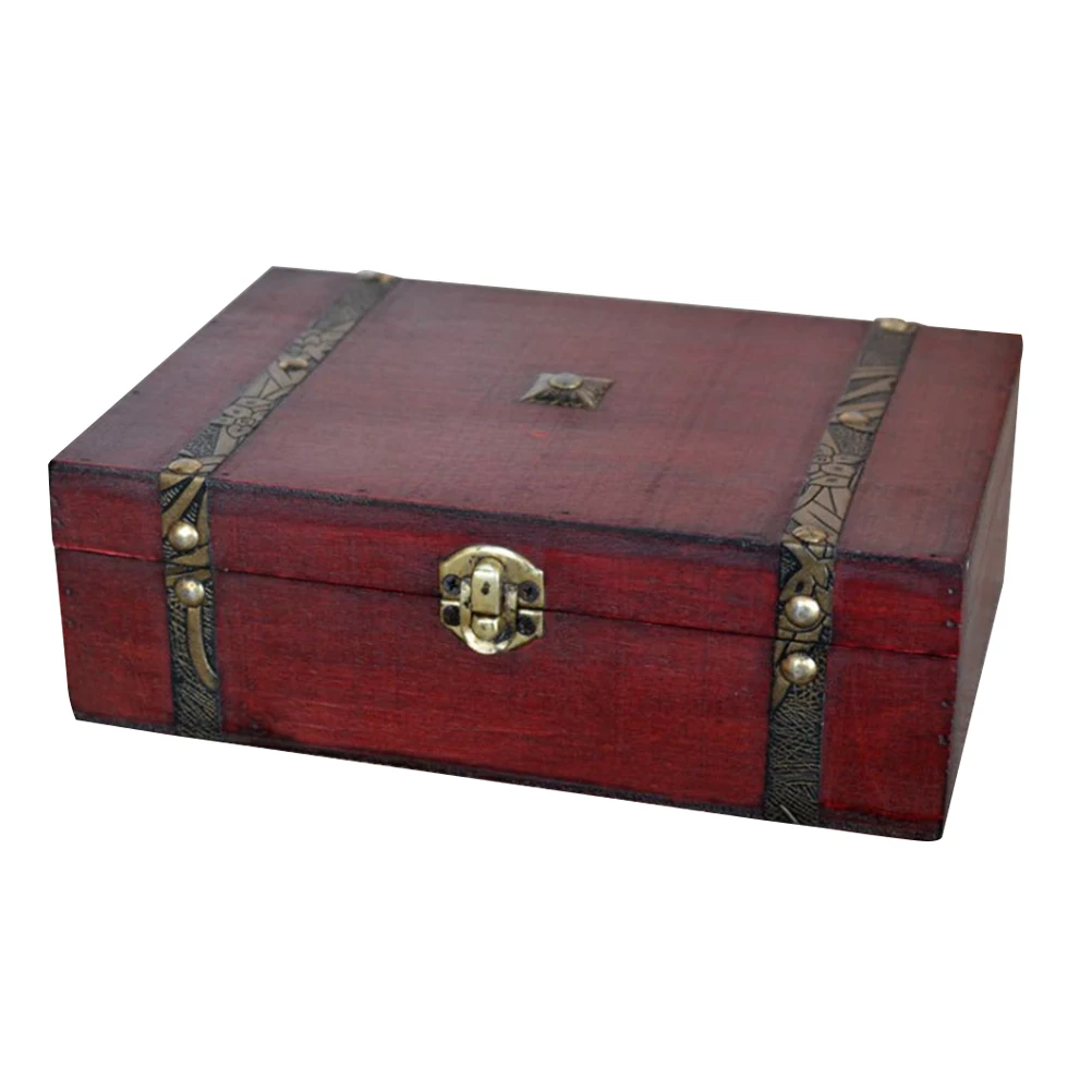 1pc Vintage Jewelry Box Handmade Decorative Wood Gift Box Wood Jewelry Box Without Lock Jewellery Storage Box Treasure Box Case