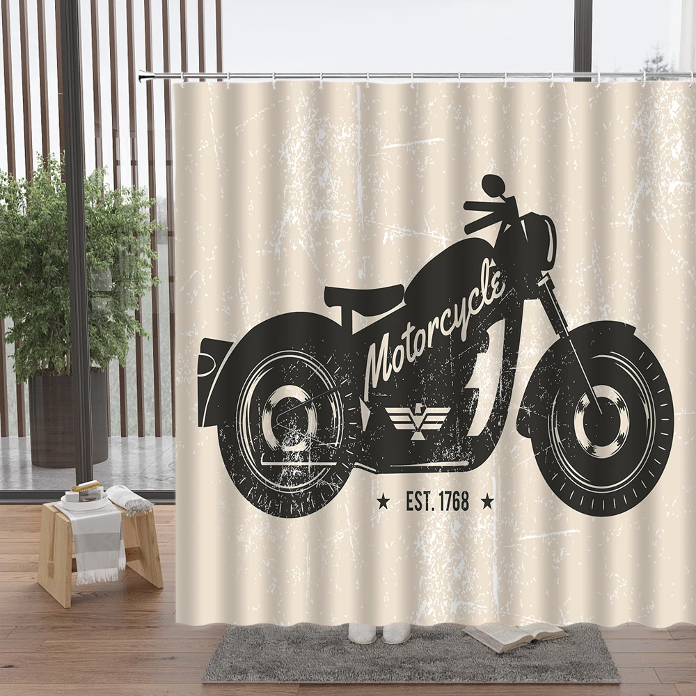 retro vintage car shower curtain motorcycle coconut tree surfboard travel bathroom accessories set with hook bathtub decor cheap free global shipping