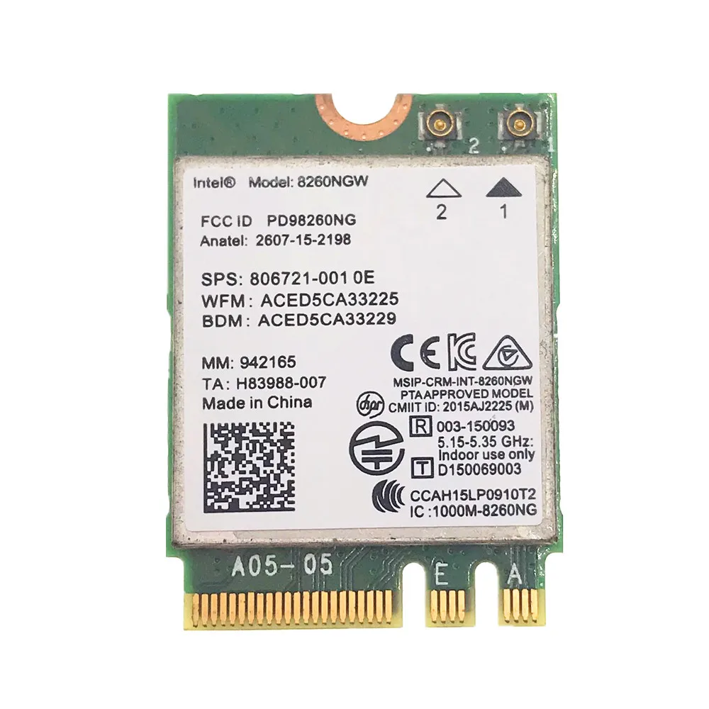 С 6 дБи двухдиапазонный комплект антенн MHF4 + беспроводной AC Intel 8260 8260NGW NGFF Wifi 867