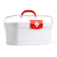 h7jc double layer health box medicine chest handle first aid kit storage organizer