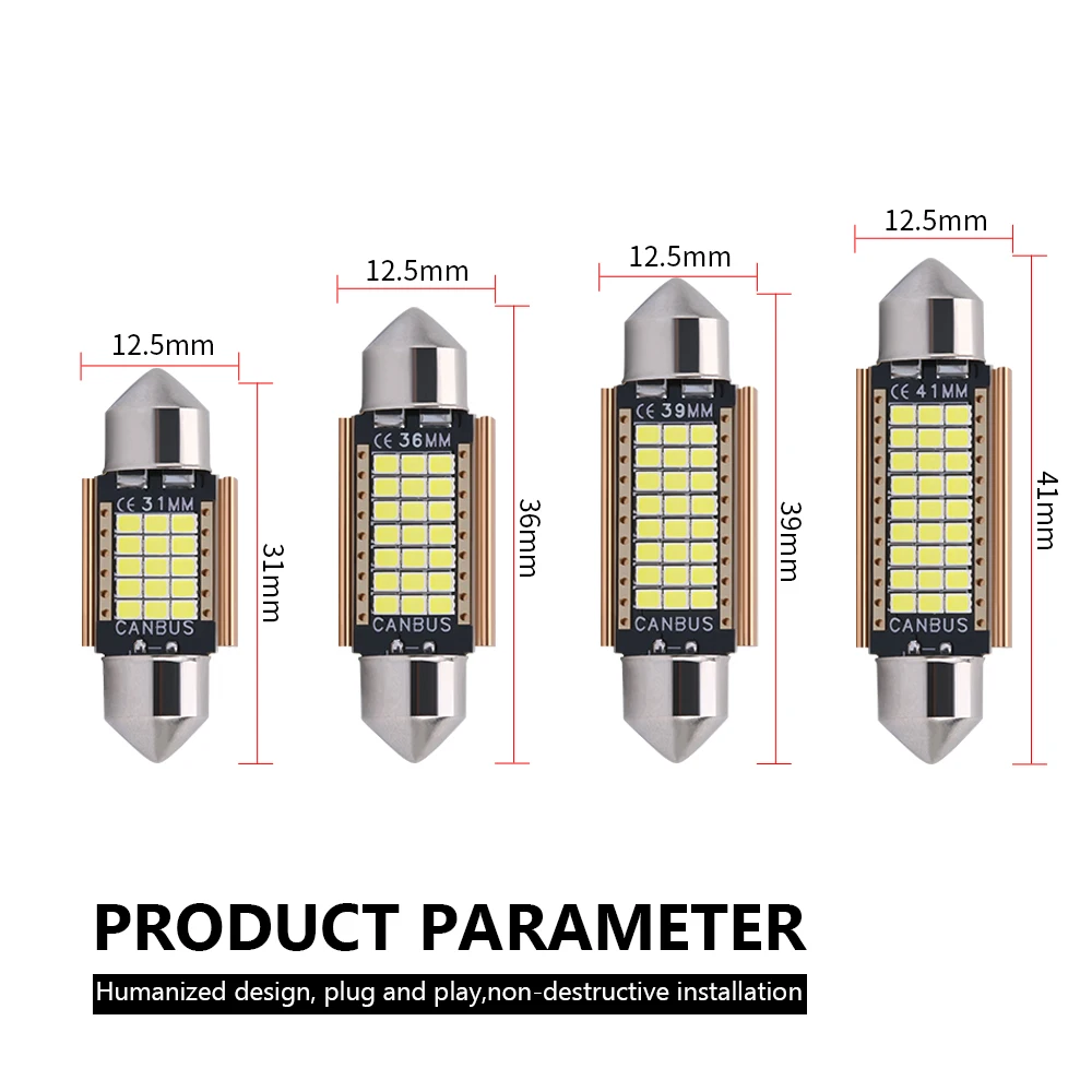 100pcs Festoon Canbus C5W 2016 Error Free LED Bulb 31mm 36mm 39mm 41mm Auto Signal Lamp Interior Reading Lamps Dome Light 12-30V |
