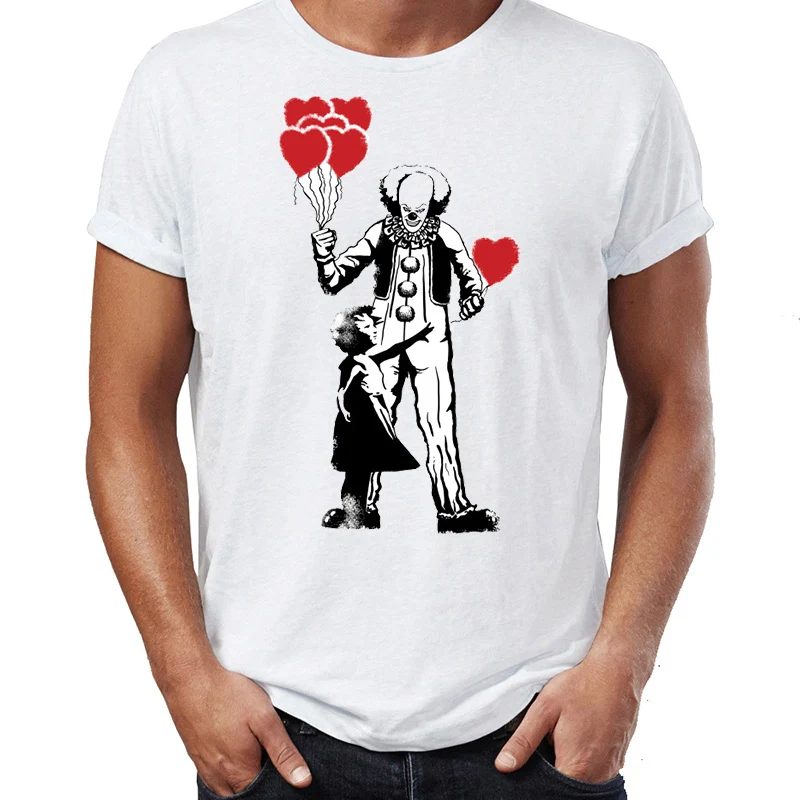 Для мужчин's футболка Бэнкси Джокера девушка с красных шариков клоун его