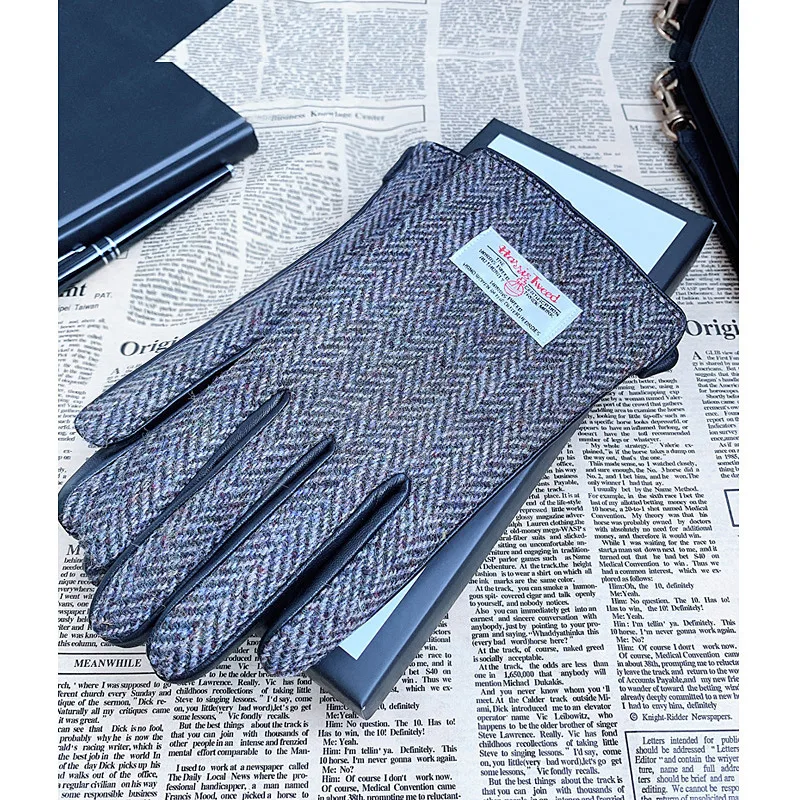 Шерстяные перчатки мужские зимние теплые ездовые для вождения плюс бархатные