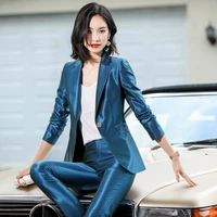 2021 spring leisure long sleeve coat and trousers two piece office suit womens professional suit office suit work suit