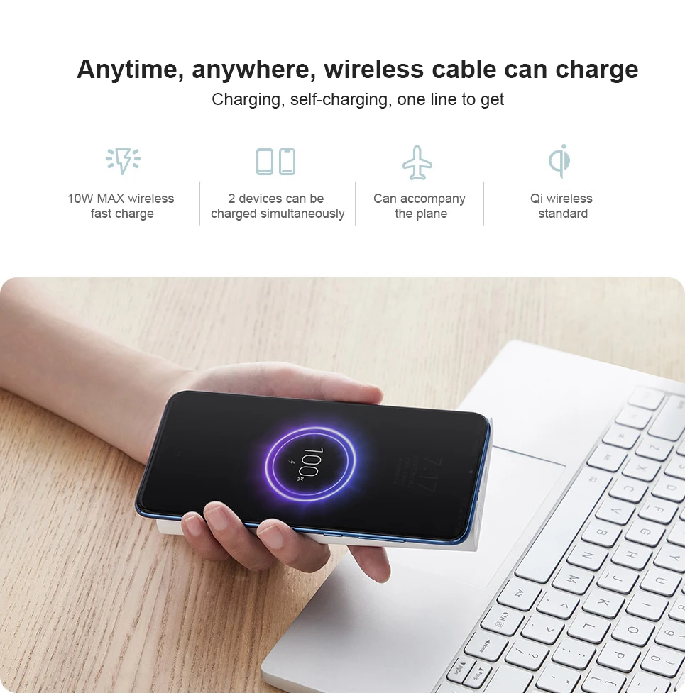 Xiaomi Mi 10000mAh Qi Wireless Power Bank WPB15ZM Fast Charge 10000 mAh Powerbank External Battery for iPhone Samsung | Мобильные