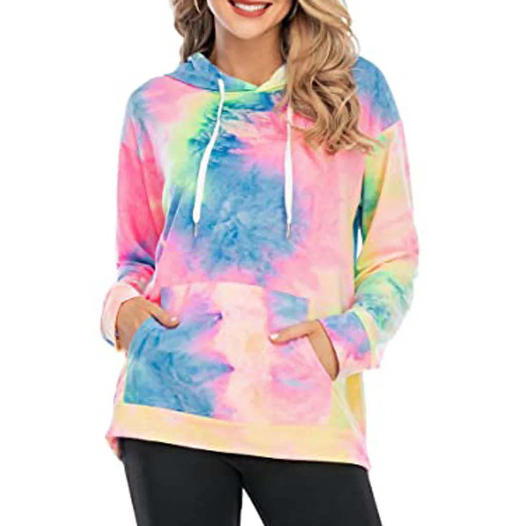 Женские толстовки с принтом в виде галстука красителя moletom размера плюс худи