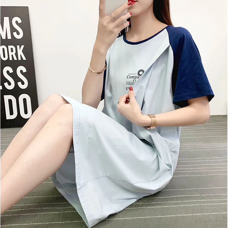 

Стильный Топ для кормящих матерей контрастных цветов, летние хлопковые платья для беременных, одежда для грудного вскармливания, оптовая продажа 19060