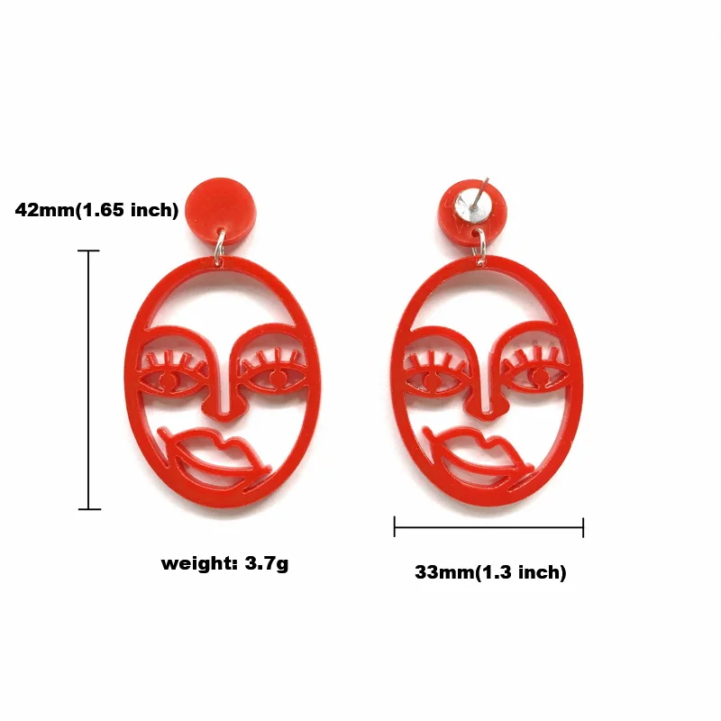 Женские акриловые серьги-гвоздики красные черные белые серьги с ажурным ужасным