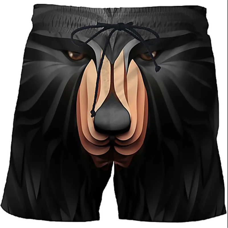 

New Men's Beach Pants Summer Fashion Wicking Casual Men's 3d Printing Shorts Colorful Lion Cool Beachwear