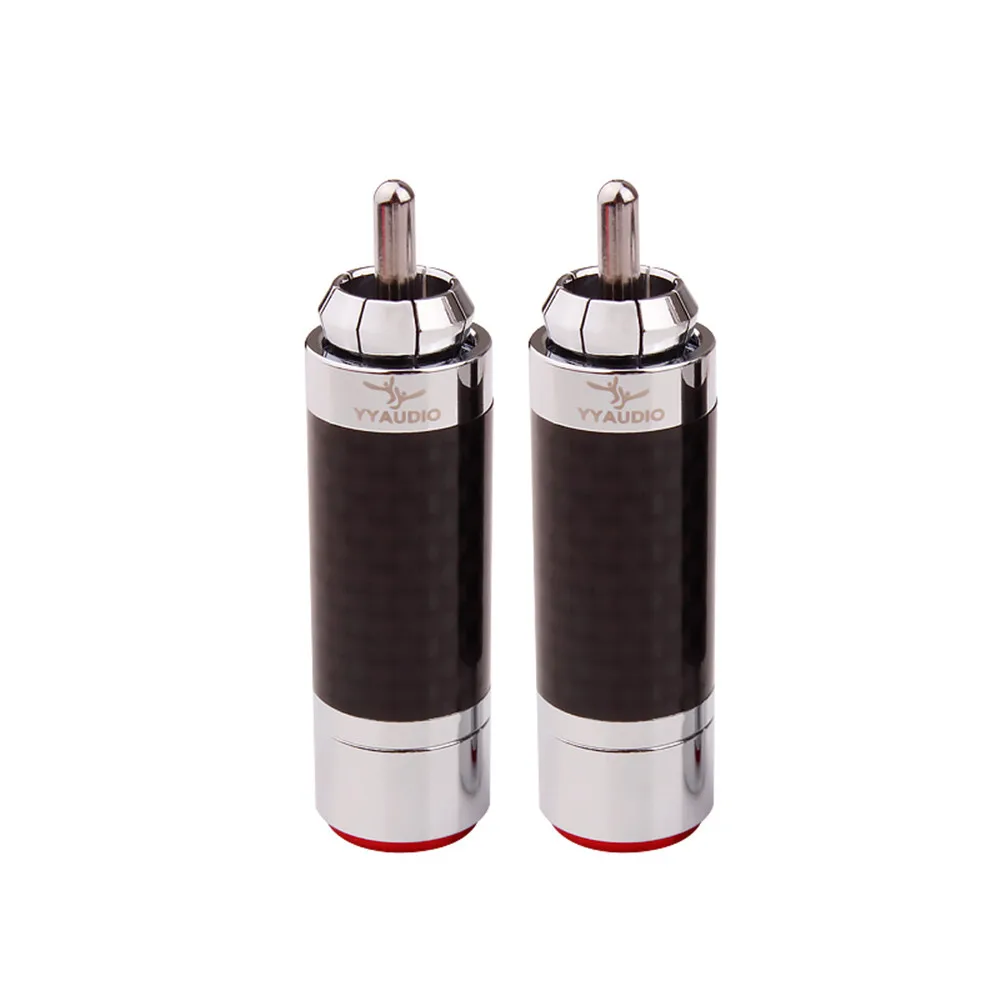 

10PCS RCA Connector Jack HIFI Speaker Audio Amplifier DIY RCA Socket Carbon Fibre Tellurium Copper Rhodium Plated Audio Adapter