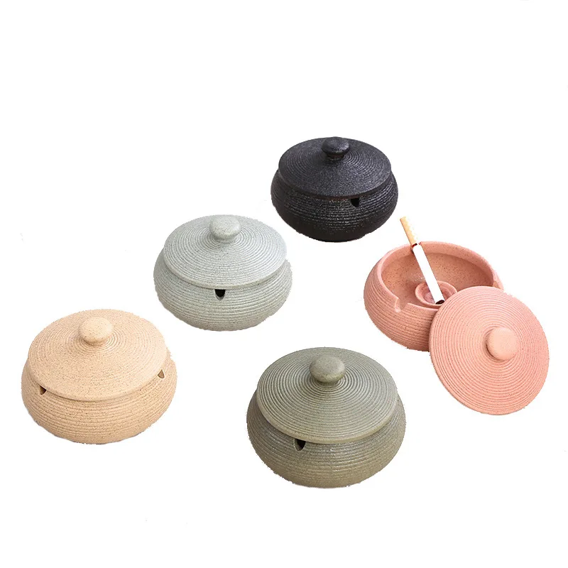 

European-style ceramic large retro ashtray creative fashion office study living room kiln becomes coarse ceramic celadon LB70110