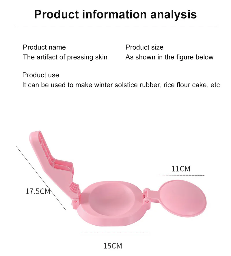 

1Pcs Manual Dumpling Skin Press Chinese Style Dumplings Maker Dumpling Mould Dough Press Tool DIY Cooking Kitchen Accessories