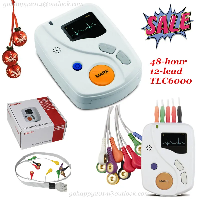 Динамический Alalyzer TLC6000 48 часов 12 каналов ЭКГ/ЭКГ Holter монитор производство CONTEC CE