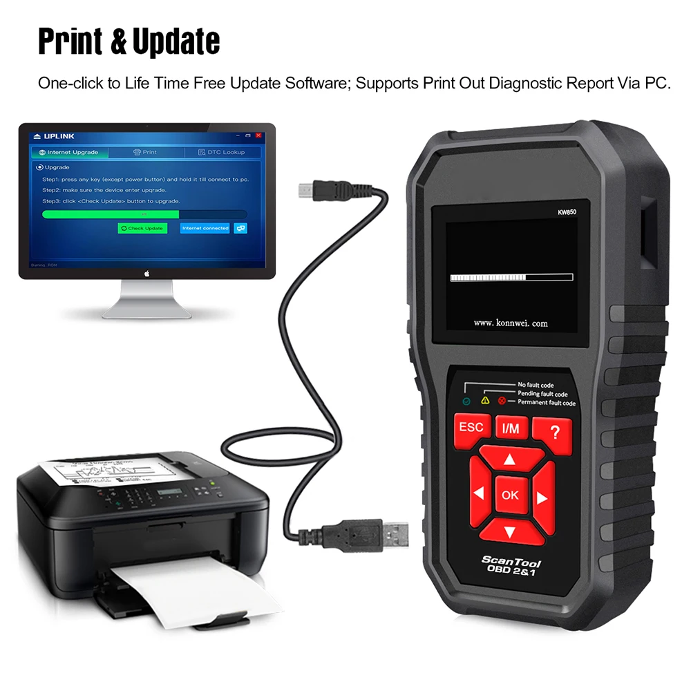 

KW850 OBD2 Car Diagnostic Scanner Universal OBD Car Diagnostic Tool ODB2 Automotive Engine Check Car Code Reader Black