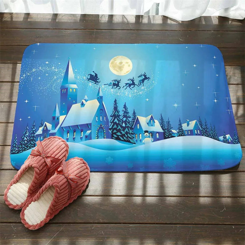 Рождественский нескользящий коврик в виде Санты Клауса фланелевый ковер прочный