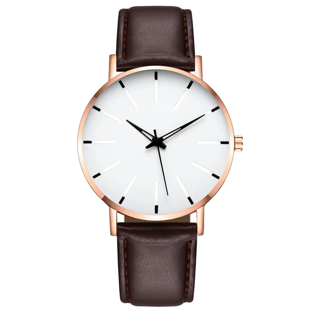 

Men Watch Roman Numerals Blu-Ray Faux Leather Band Quartz Analog Business Wrist Watch montre homme