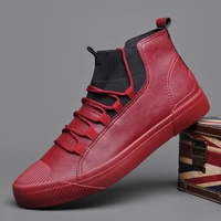2020 new mens leather shoes men boots korean black high top shoes men wear resisting loafers designer leisure vulcanized shoes