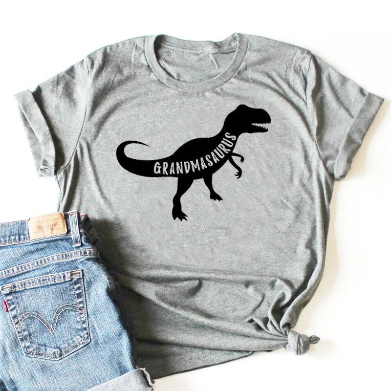Рубашки Grandmasaurus с принтом динозавра женские смешная хлопковая Футболка Юрского
