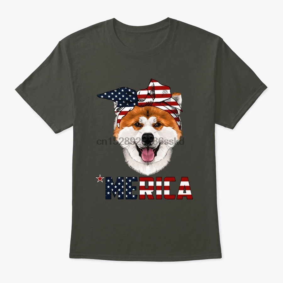 Мужская футболка AKITA-INU-с банданой-Искусственная Футболка женская мужская |