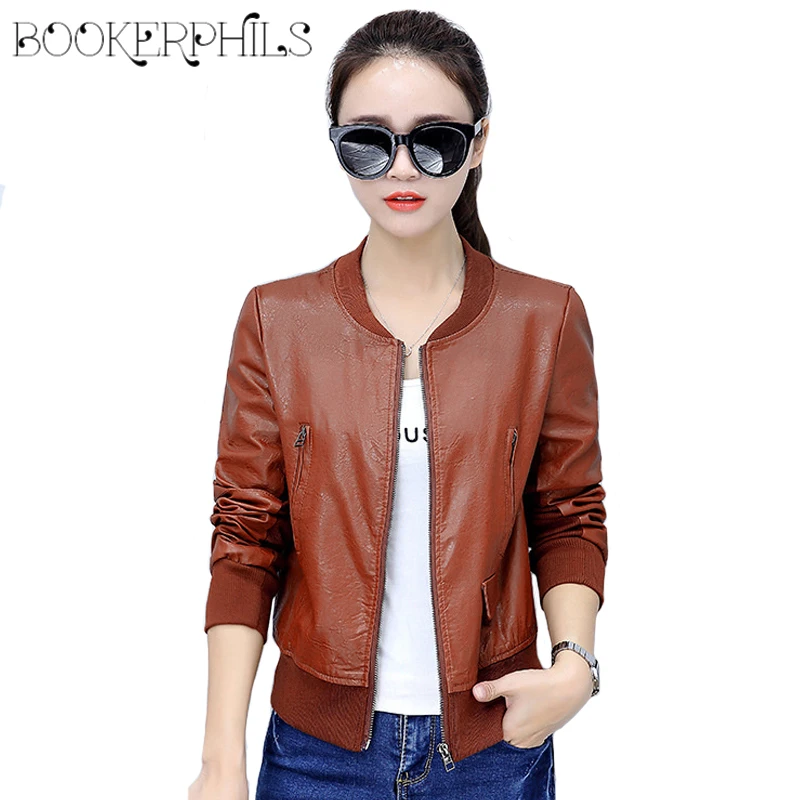 Куртка женская из мягкой искусственной кожи на молнии Осень-зима | Женская одежда