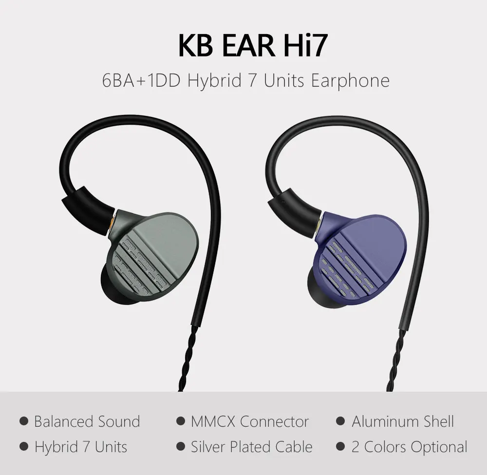 Флагманские гибридные наушники KBEAR Hi7 6BA + 1DD HiFi для бега HIFI DJ монитор с