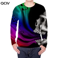 qciv brand skull long sleeve t shirt men music punk rock colorful 3d printed tshirt rainbow anime clothes mens clothing new