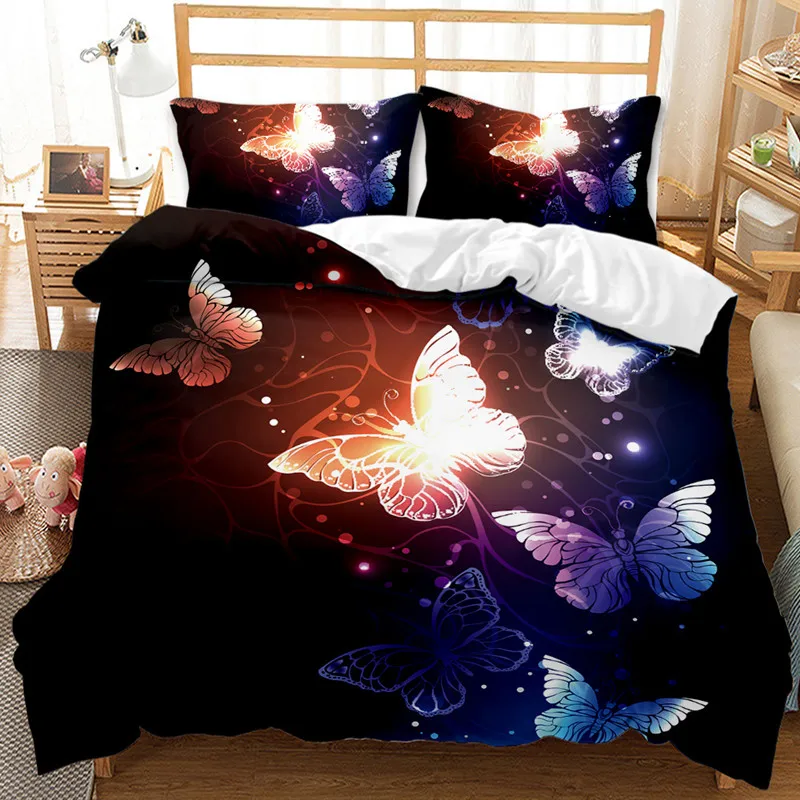 

Butterfly series three-piece bedding 3D digital printing quilt cover kit
