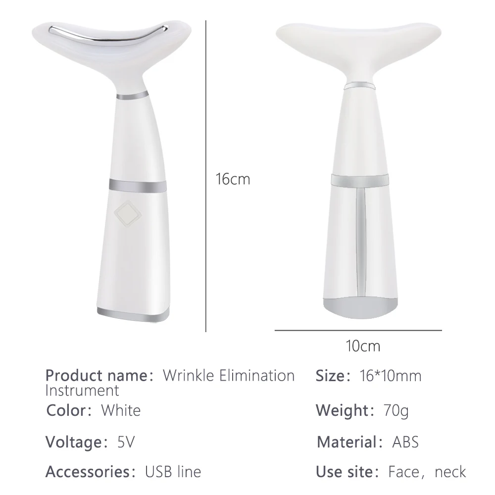 

LED Photon Therapy Neck and Face Lifting Tool Vibration Skin Tighten Face Slim Reduce Double Chin Anti-Wrinkle Remove Device