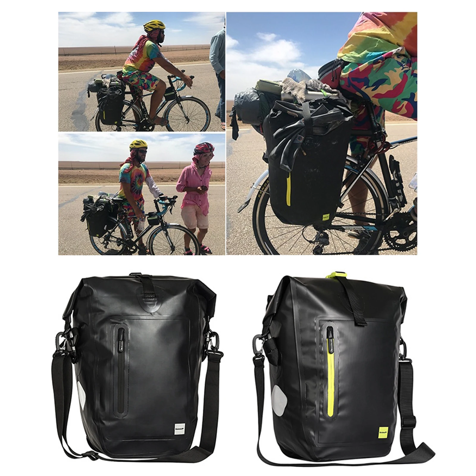 

Waterproof Bike Bicycle Rear Rack Pannier Bag with Corner Protective Hard Shell, Removable Shoulder Strap