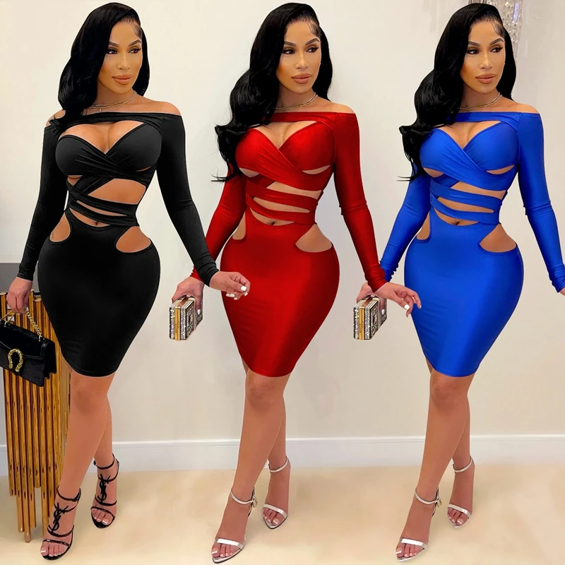 

Женское платье с длинным рукавом, откровенное платье в готическом стиле с вырезами, одежда для ночного клуба, винтажная одежда для весны и о...