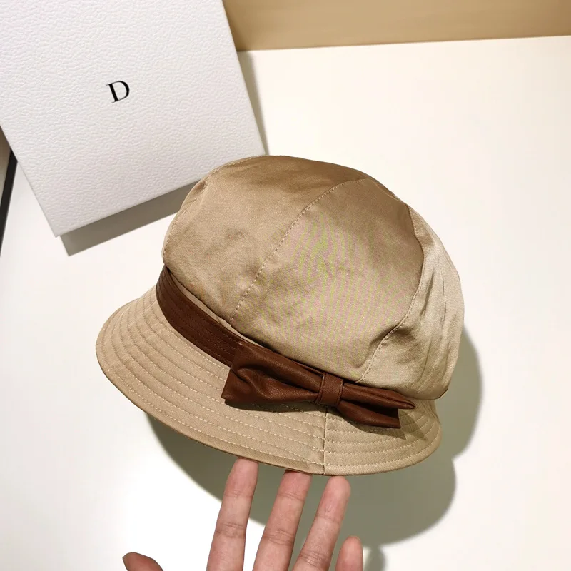

Autumn Women's Hat Hepburn Bow Basin Hat Irregular Design Foldable Bucket Hat Ladies Elegant Sun Hats Tide Travel Casual Berets