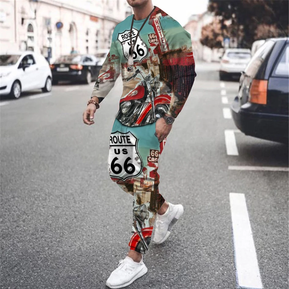 

Мужской костюм с объемной футболкой с длинным рукавом, 2022, Модный повседневный спортивный костюм, Мужская одежда, фабричная одежда «сделай ...