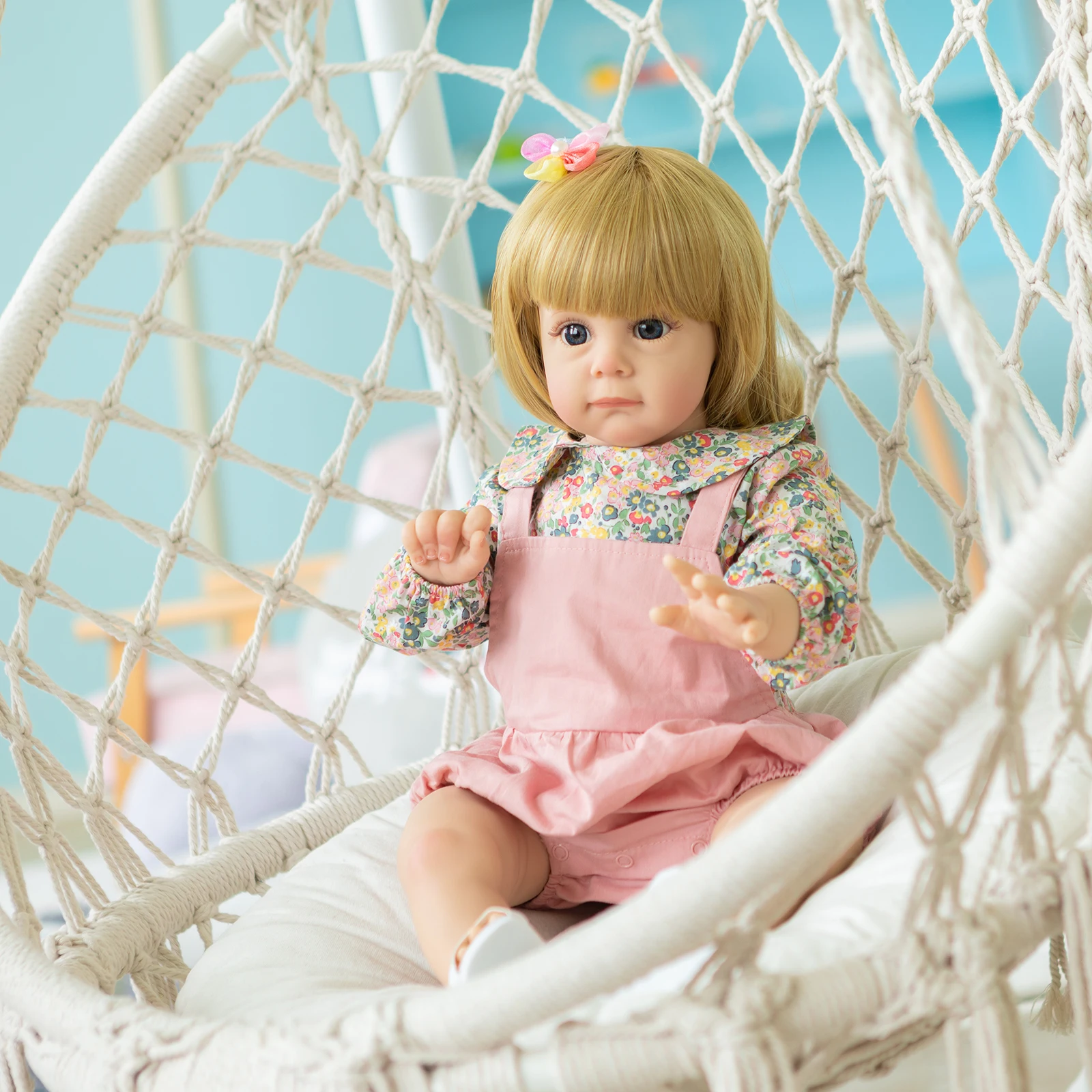 

60CM Bebe Doll Reborn Toddler Girl Maggie with Blonde hair Cuddly Little Girl Doll High Quality Gift for Children