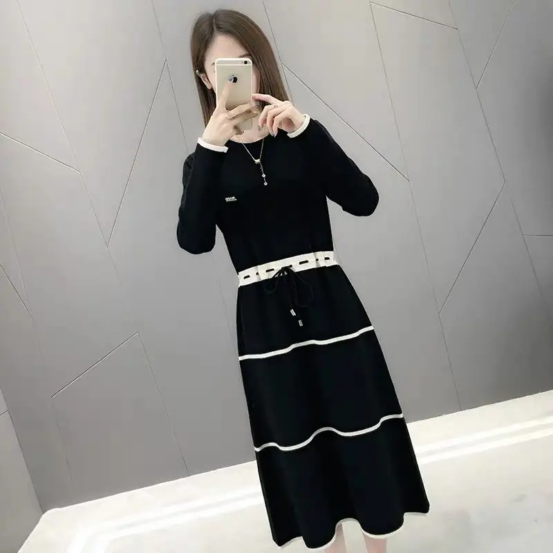 Новинка 2020 женское платье-свитер выше колена женская осенняя и зимняя одежда