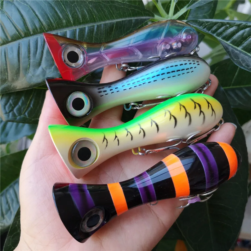 Swolfy 4 шт. поппер с объемными глазами приманка для рыбной ловли 10 см 32 г