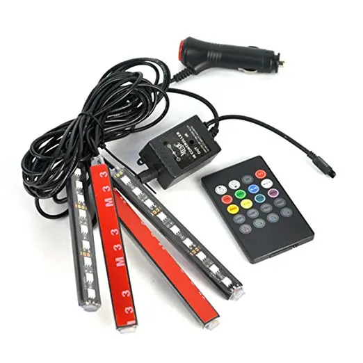 RGB music Control Светодиодная лента для салона автомобиля, неоновая лампа, атмосферные декоративные огни, дистанционное управление музыкой, 12 В, автомобильные RGB огни - Испускаемый цвет: RGB music Control