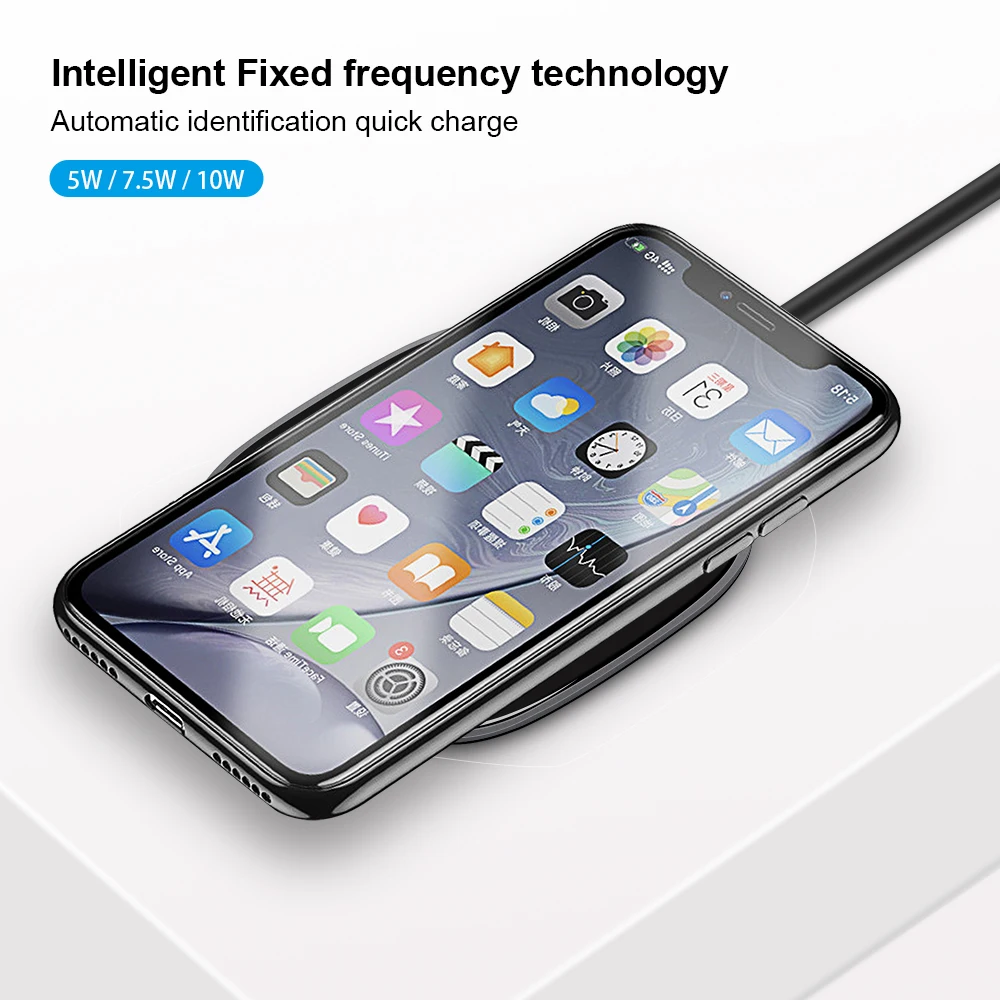 Qi 10 Вт тонкое Беспроводное зарядное устройство для быстрой зарядки для Iphone 11 Pro Max XS MAX XR X 8 samsung S9 s10 huawei P30 Pro Беспроводное зарядное устройство