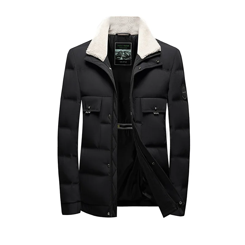 

selling direct men's light and thin down jacket winter new casual Korean hairy Lapel pure color men's down jacket