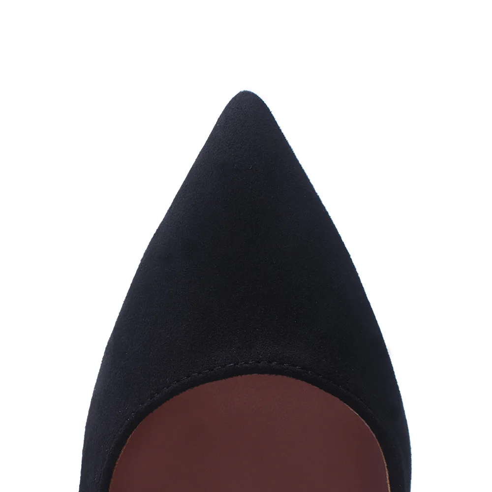 

12cm High Heels Black Suede Leather Pointed Toe Dress Pumps Women Shoes Stiletto Heels Slip On Party Ladies Shoes Large Size 44